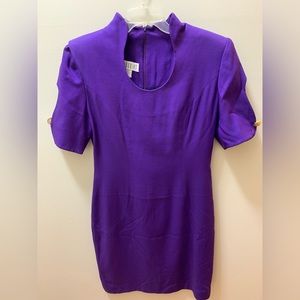 1980s Elegant Purple Ann Tobias Dress